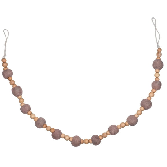 Vickerman 72" Mocha Wood/Felt Pom Pom Garland, 72 inches in length.