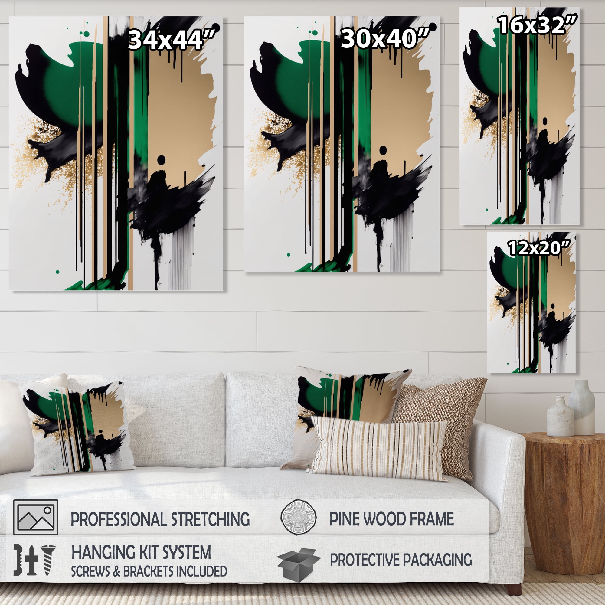 Designart Green Minimalist Abstract Canvas Wall Art