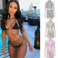 thumbnail image 2 of Womens Tank Top Mini Skirt Set 2-Pieces Swimsuit Rhinestone Bikinis Cover Up Sheer Beach Swimwear Bathing Suit Coverups rose Red, 2 of 4