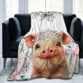 thumbnail image 3 of Pig Blanket Cute Pig Plush Throw Blanket Super Soft Cozy Warm Fleece Pig Bedding Blanket Gifts for Kids Girls Boys Women 50"X60", 3 of 5