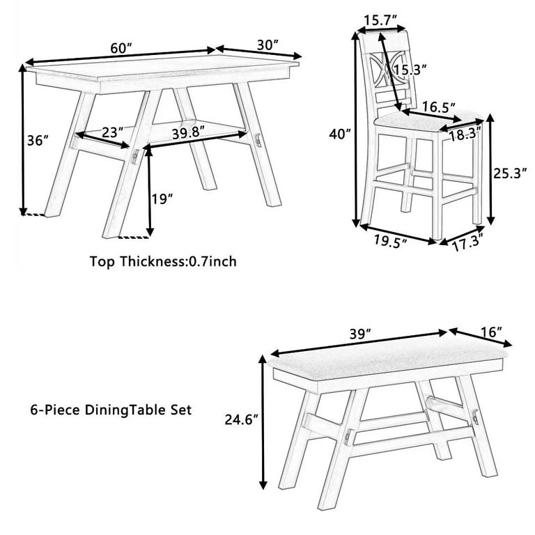 Bench height for table online