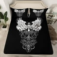 thumbnail image 2 of Feelyou Teens Western Goth Art Twin Sheet Sets, Angel Wings Cross Print Twin Fitted Sheet, Cartoon Graffiti Flat Sheet, Ultra Soft Bedroom Decor, 3-Piece, 2 of 7