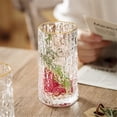 thumbnail image 4 of Bark Pattern Embossed Stemless Water Cups, Clear Textured Drinking Glasses for Juice Milk Beer, 4 of 6