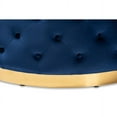 thumbnail image 3 of Baxton Studio Sasha Glam and Luxe Royal Blue Velvet Fabric Upholstered Gold Finished Round Cocktail Ottoman, 3 of 6