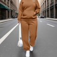 thumbnail image 2 of Vornjynx Plus Size Womens 2 Piece Sets Fall Outfits Hooded Pullover Long Sleeve Tops Jogger Pants Lounge Matching Sets Brown Size 3XL, 2 of 6