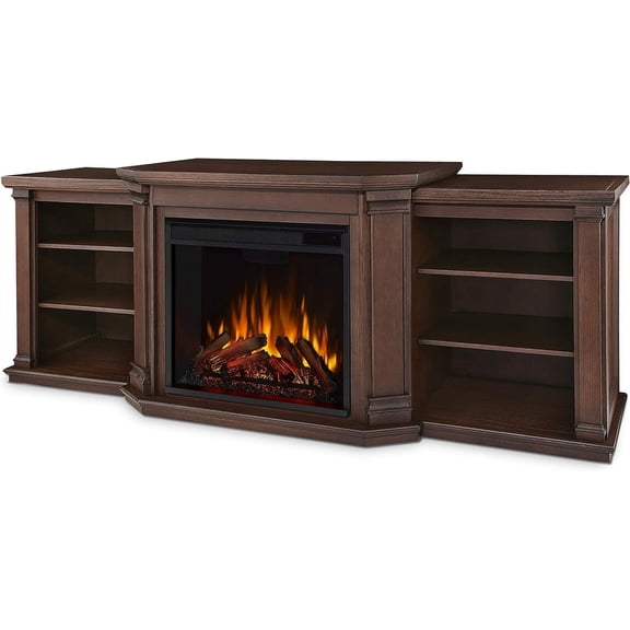 Real Flame Valmont 74" Electric Fireplace TV Stand in Chestnut Oak