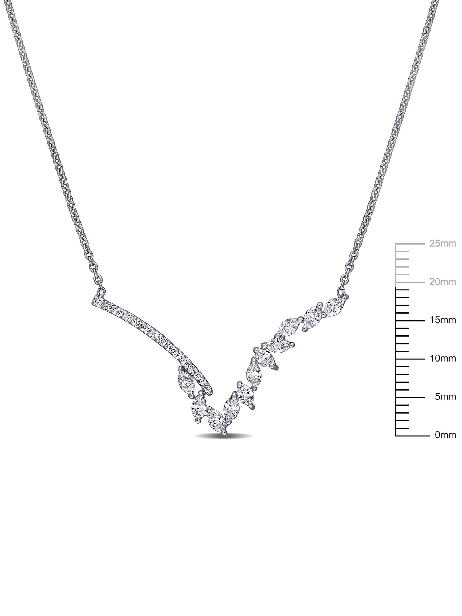 Peoples 0.33 CT. T.W. Diamond Three Stone Cluster Chevron Necklace in  Sterling Silver|Peoples Jewellers | Shop Midtown