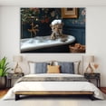 thumbnail image 4 of Mudket Framed Leopard with Towel in White Bathtub Canvas Wall Art, Cute Leopard Print Bathroom Decor, Funny Animal Wall Art Ready to Hang - 12"L x 8"W, 4 of 10
