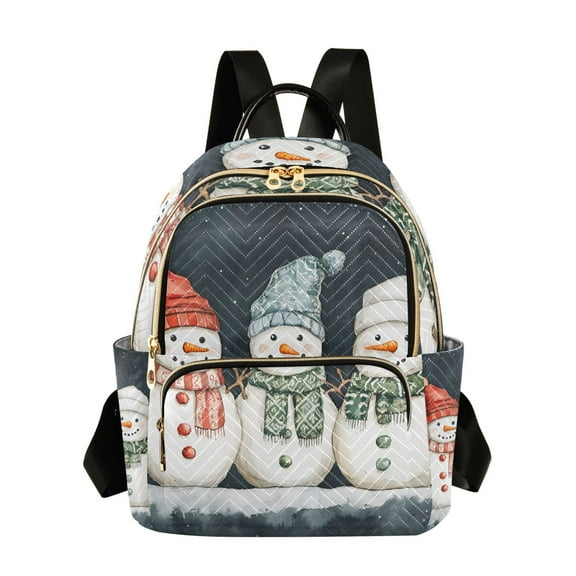 FORMRS Mini Backpack Purse for Women Travel Daypack Casual Shoulder Bag, Green Snowmen