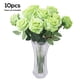 thumbnail image 1 of Simulación de flor de rosa artificial decoración floral oficina en casa tela de boda flor falsa, verde 10 Piezas kenally HA8916-02B, 1 of 6