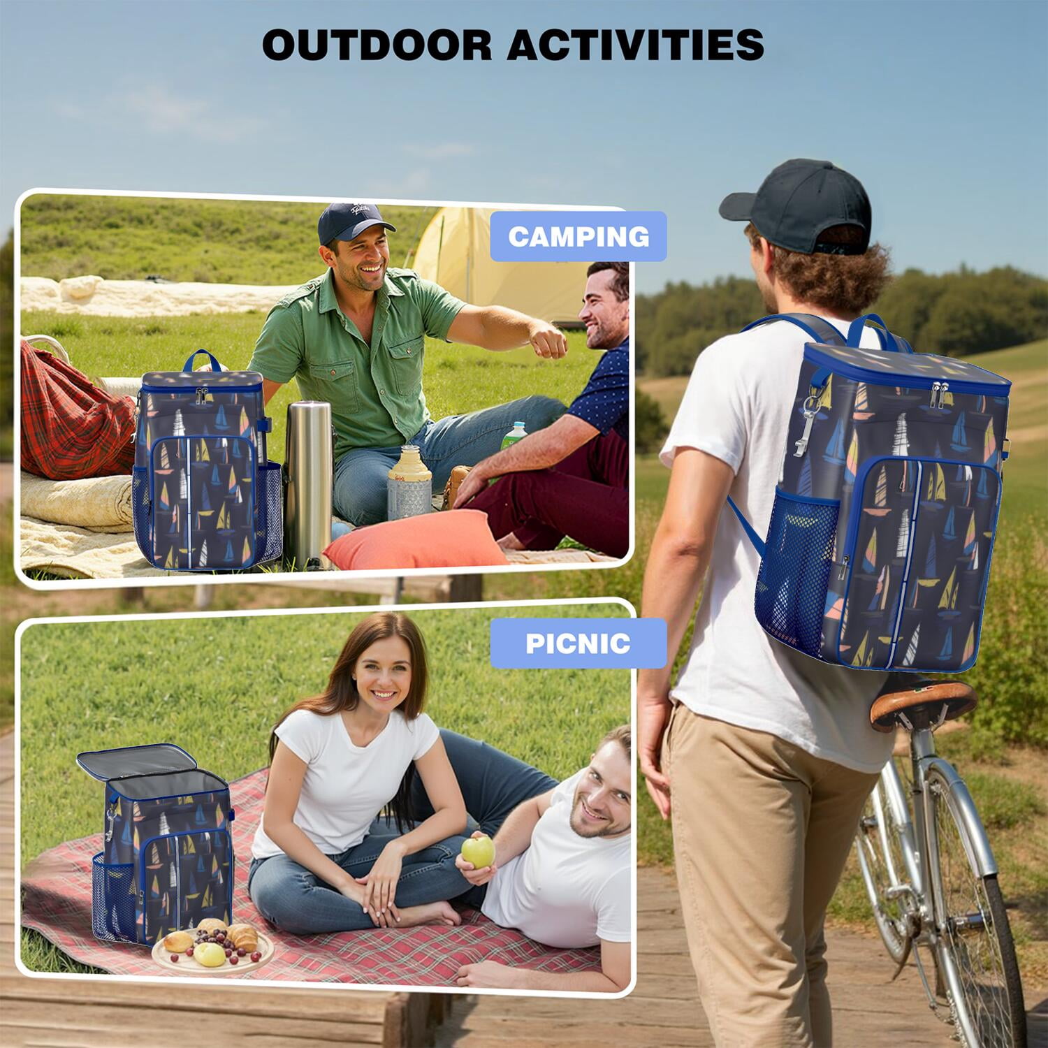 Coastal Paradise Insulated Backpack Cooler - Lightweight 20L Picnic Backpack for Beachgoers & Outdoor Enthusiasts