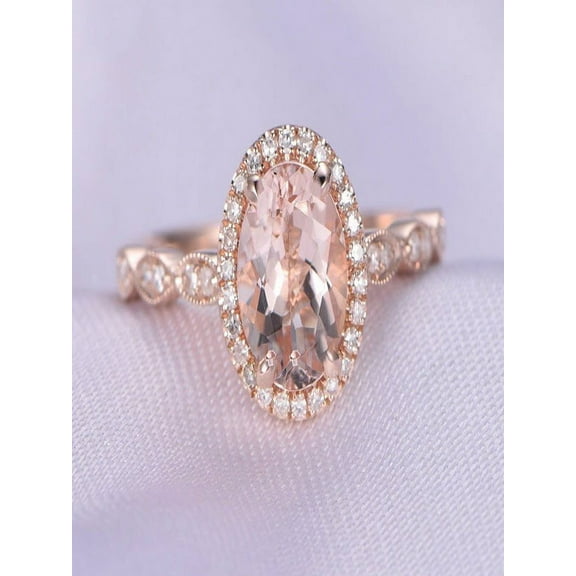 Antique Design Limited Time Sale: 1.25 Carat Peach Pink Morganite and Diamond Engagement Ring in 10k Rose Gold