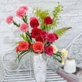 thumbnail image 4 of 8Inch 5Heads Carnation Long Stems Fake Flower Never Fade Artificial Flowers Apply ToWedding Party Home Office Restaurant Table Centerpieces (Red), 4 of 5
