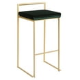 thumbnail image 2 of Fuji Contemporary-Glam Stackable Barstool in Gold with Green Velvet Cushion by LumiSource - Set of 2, 2 of 7