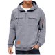 thumbnail image 2 of pstuiky camisas de manga larga para hombre, Sudadera con capucha, cremallera de un cuarto y múltiples bolsillos de manga larga de color liso para hombre Tops casuales para hombres xxxl, 2 of 4