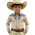 thumbnail image 4 of FINALGANG Boy's Western Cowboy Shirt Print Long Sleeve Regular Fit Shirts Kids Western Cowboy Shirt Casual Button Down Tops For Boys Party Shirt 6-7 Years, 4 of 4