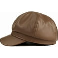thumbnail image 3 of Womens PU Leather Newsboy Cap 8 Panel Paperboy Newsie Cap Bakerboy Beret Cabbie Hat, 3 of 6