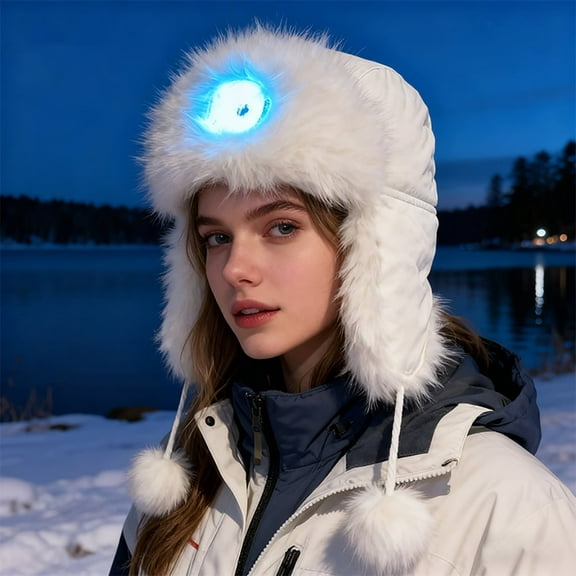 Velvet shiny headlight Lei Feng hat skiing ear protection hat outdoor cotton hat warm windproof cycling hat