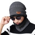 thumbnail image 1 of Conjunto de gorro y bufanda de invierno cálidos y guantes, gorro grueso y suave, gorro de punto con forma de calavera, gorro cálido para el cuello para hombres y mujeres, 1 of 6