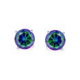 thumbnail image 2 of Bling Jewelry Unisex Round Black Mystic Rainbow CZ Stud Earrings Sterling Silver Screw Back 5-9 MM, 2 of 5