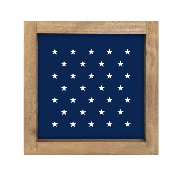 Decoraciones para el Día de los Caídos, decoraciones para el 4 de julio, decoraciones patrióticas, letrero "Feliz 4 de Julio" de 6 x 6 pulgadas con marco de madera, decoración patriótica para el 4 de