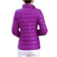 thumbnail image 4 of ZRGHAOYLQ Womens Lightweight Puffer Jacket with Hooded Plus Size Down Coat Portable Zip Up Quilted Jackets Solid Color Dolman Long Sleeve Collared Outerwear, 4 of 5