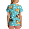 thumbnail image 6 of Kixjoy Plus Size Scrubs for Women Short Sleeve V Neck Animal Printed Nurse Scrubs Stretchy Casual Lightweight Top Medical Blouses for Women with Pockets, Blue M, 6 of 6