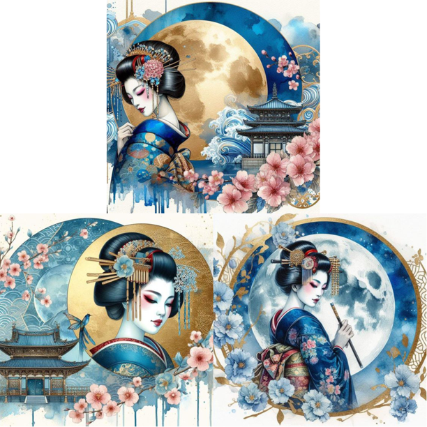 Kit Pintura Por Números Sobre Lienzo Arte Al Óleo Artesanal Kimono Mujer Pared Del 40x40cm