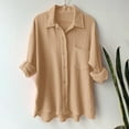 thumbnail image 5 of GEWSEY Womens Button Down Shirts Dress Shirts Long Sleeve Blouses V Neck Solid Casual Tunics Tops with Pockets (Khaki, XXL), 5 of 5