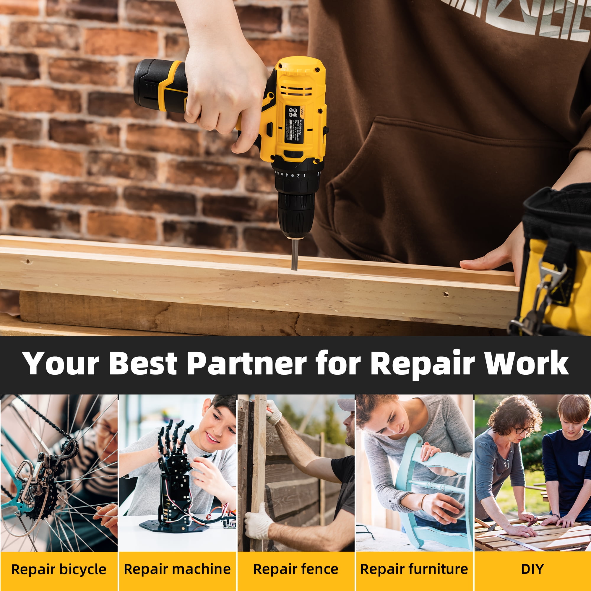 Deli 12V Max Lithium-Ion Cordless Impact Drill Driver Set Deli 12V Max Lithium-Ion Cordless Impact Drill Driver Set