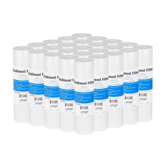 Sediment Melt Blown Water Filter Cartridge Standard 2.5x10" 5 Micron 25 Pack