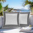 thumbnail image 3 of Gray Geometric Throw Pillow Covers 16x16 Inch Set of 2, Black Greek Key Design Burlap Modern Art Waterproof Outdoor Pillow Covers, Decorative Cushion Pillowcases for Couch, Sofa, Bed, Garden, Patio, 3 of 9