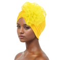 thumbnail image 4 of Pumxq Turban Head Wraps for Women Head Wear Cancer Turban Cap Sleeping Cap Twisted Head Wraps Pleated Headwraps Elastic Hair Wraps Cancer Head Scarf Stretch Head Scarf A5 Yellow One Size, 4 of 4