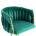 thumbnail image 6 of Swivel Bar Stools Set of 2, Counter Height Bar Stools in Velvet with Woven Back and Footrest, Adjustable Hydraulic Kitchen Counter Bar Chairs Barstool for kitchen island, Home Bar, Dining Room, Green, 6 of 8