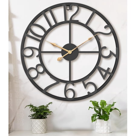 14 Inch Large Wall Clocks For Living Room Decor Big Silent Battery Operated Metal Clock Rustic Modern Farmhousearabic Numerals Kitchen Office Bedroom Dinng