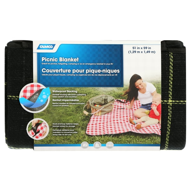 PICNIC BLANKET, BLACK/YELLOW 51IN X 59IN