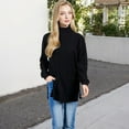 thumbnail image 4 of Women's Ribbed Knit Turtleneck Tunic Sweater with Front Pockets - X Large, Black, 4 of 6