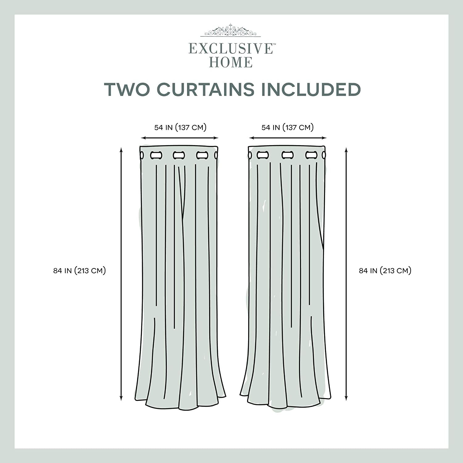 Exclusive Home Chateau Striped Faux Silk Grommet Top Curtain Panel Pair, 54"x84", Navy Grey