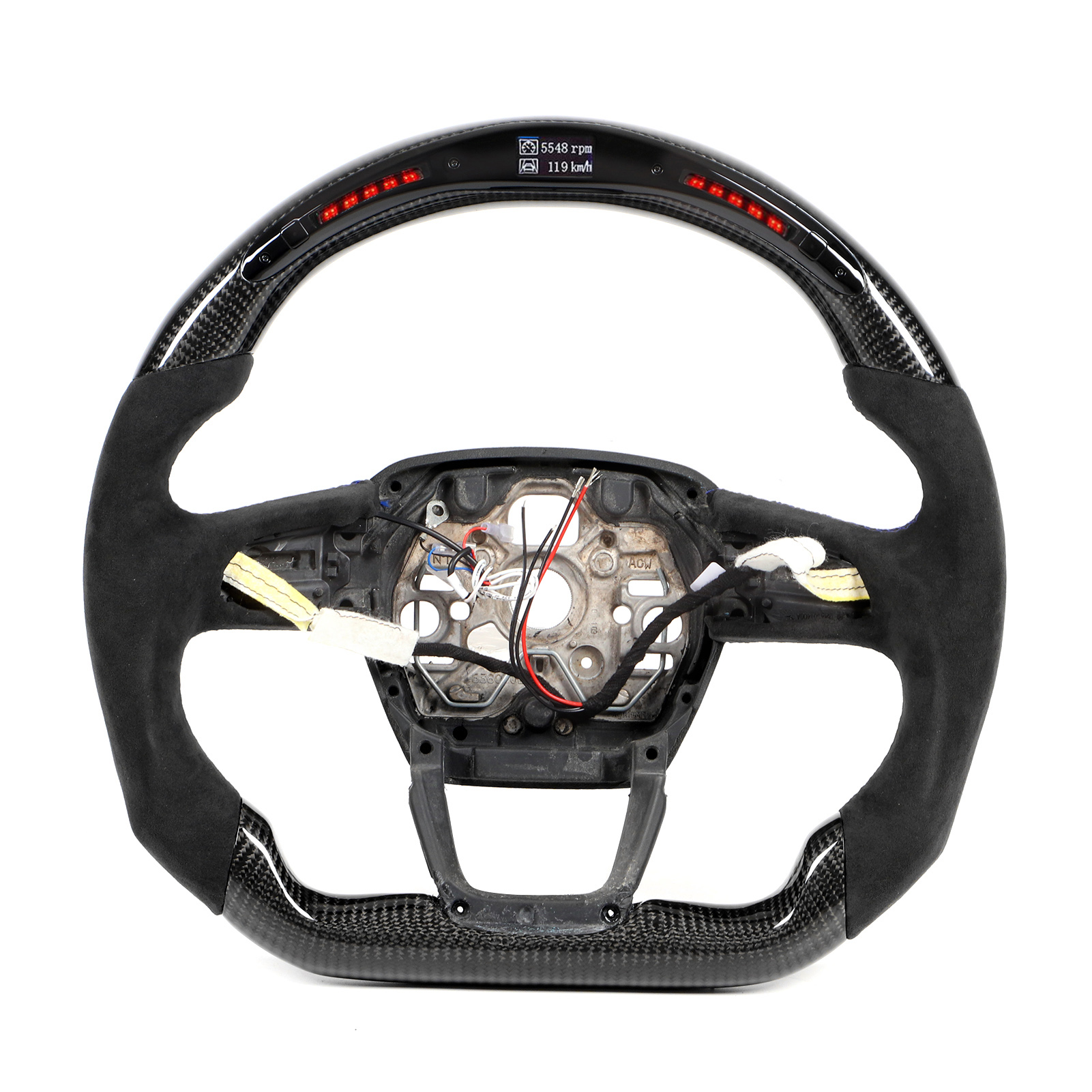 D Type Steering Wheel, LED Lights Steering Wheel 3K Carbon Fiber Heat