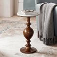Small Roman Column Round Marble End Table Solid Wood Pedestal, 14 Inch Living Room Side ...