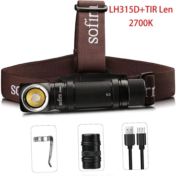 Sofirn SP40, linterna frontal LED EDC 18650, lámpara frontal recargable, 1200lm, brillante, para pesca al aire libre, con tapa trasera magnética Tan Jianjun unisex