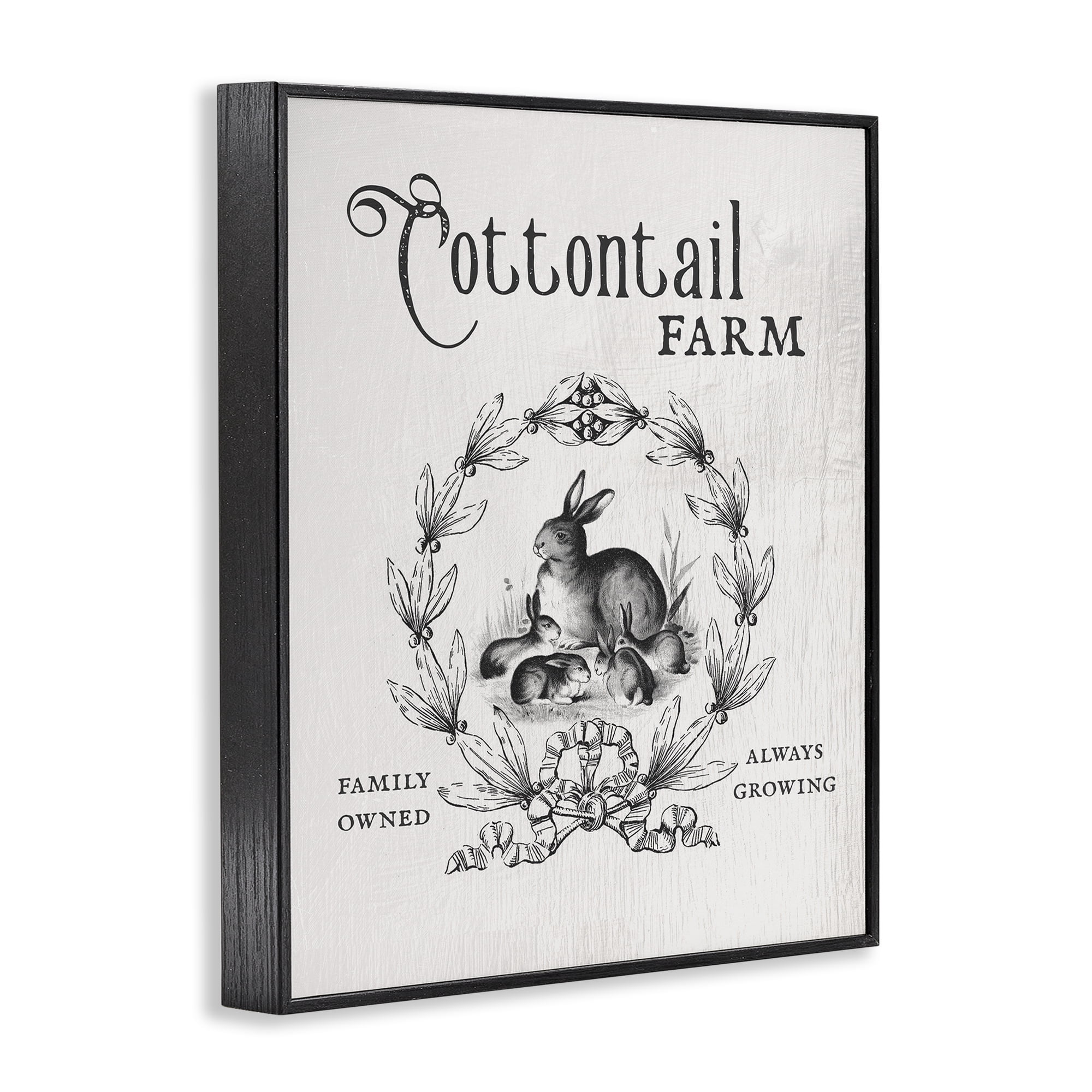 Cottontail Farm Vintage Advertisement Rabbit Family Country Illustration Black Framed Giclee Art, 16 x 20, By Lil' Rue