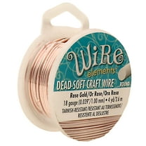 The Beadsmith Wire Elements Craft Wire – Tarnish Resistant, Soft Temper, Round, Rose Gold Color – 1mm, 18 Gauge, 4 Yard Spool – Jewelry Making, Wire Wrapping, Floral, & Other DIY Crafts