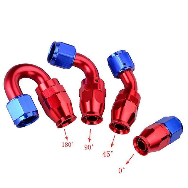 AN10 Red Blue Aluminium end Fitting PTFE hose fitting 0 45 90 180 Degree Swivel AN10 Fitting Adapter Hose End Oil Fuel Fitting