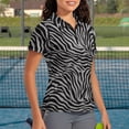 thumbnail image 3 of Whosucclay Zebra Pattern Half-Zip Tennis Shirts, Polyester Women V Neck Golf Shirts Breathable Collared Polo Shirts for Travel Outdoor Hiking Size X-Small, 3 of 10