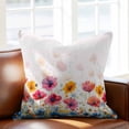 thumbnail image 2 of Spring Floral Throw Pillow Cover Watercolor Red Orange Blue Flower Plant Cotton Linen Cushion Cover Throw Pillow Case with Invisible Zipper for Couch Sofa Bed Chair Car 18x18 Inch, 2 of 14