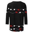 thumbnail image 4 of Elvqul Black Blouses for Women Love Print Soft T-Shirts Crew Neck Juniors Tops 3/4 Sleeve Blouses, 4 of 5