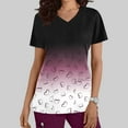 thumbnail image 2 of Xfvqtps Gradient Scrub Tops for Women Wrinkle-Resist Nursing Uniform Casual V-Neck Print Short Sleeve Nurse Top with Pocket Red, 2 of 5