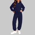 thumbnail image 4 of VIPOIN Kids Full Zip Up Fleece Hoodie and Jogger Pants Set, Cozy Solid Color Tracksuit for Daily Wear, 4 of 7