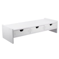 STOBOK 1Pc White Monitor Riser Stand with Three Drawers for Desktop ...